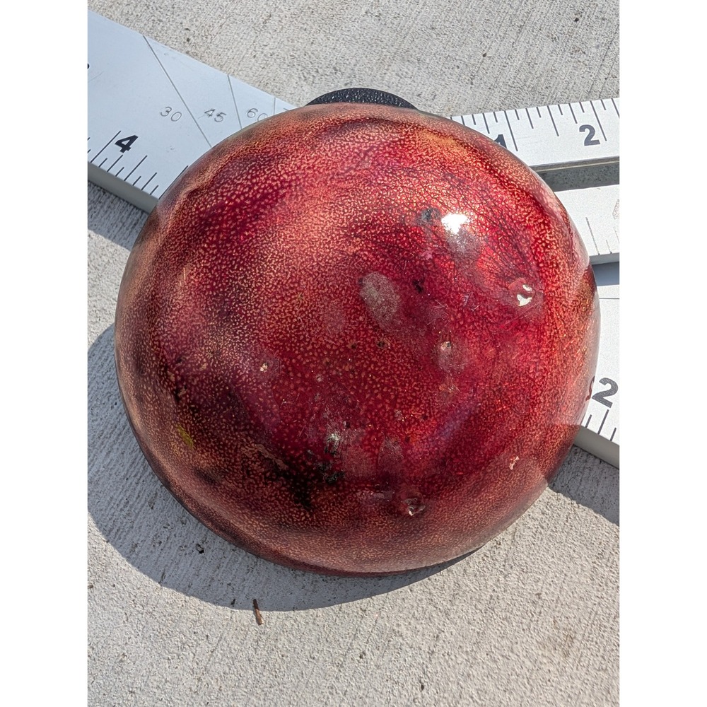 Vintage MCM Red Enamel on Copper Trinket Dish Flower Oxblood Studio Art 4" - Picture 4 of 5